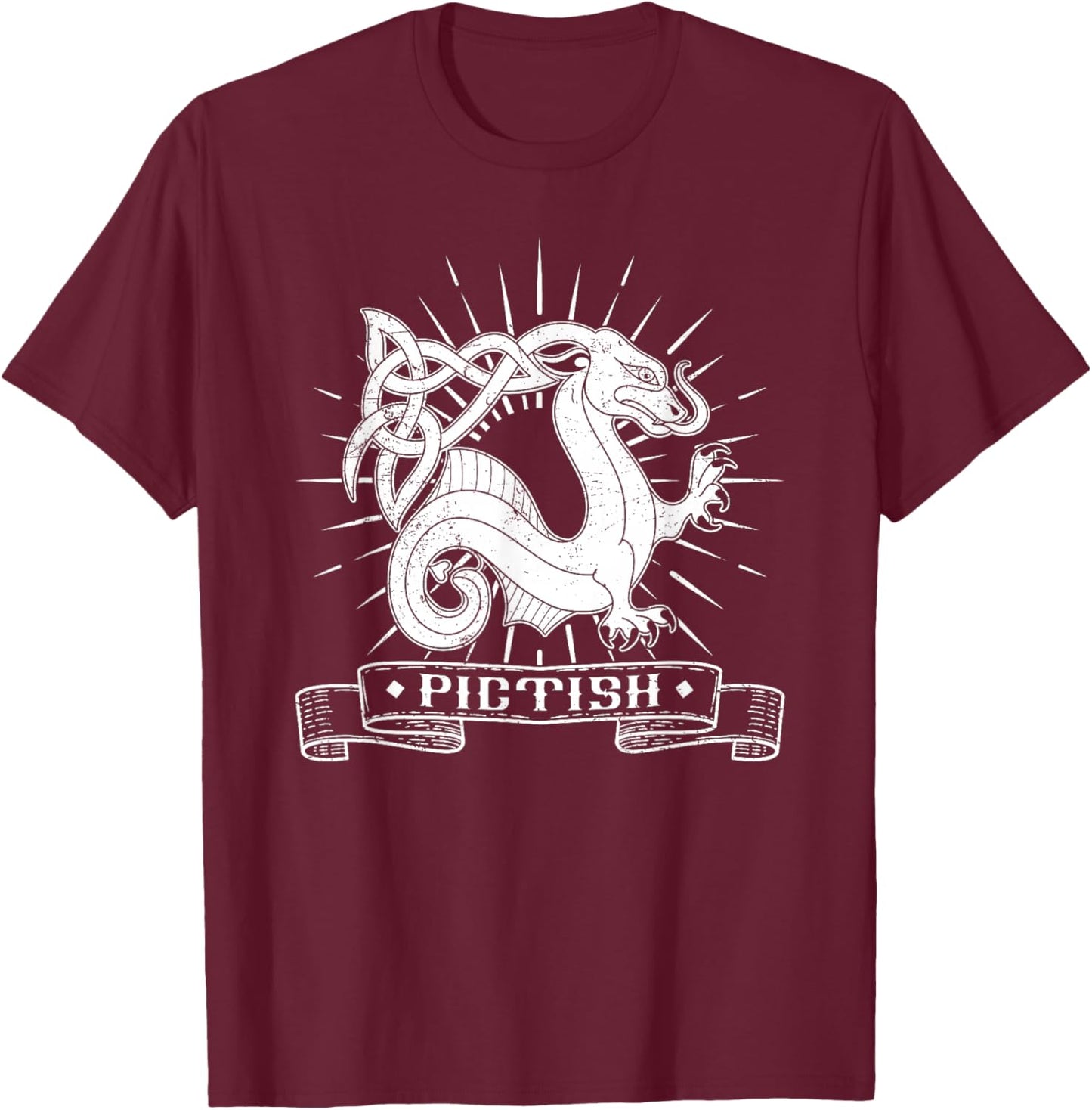 Picten British Scotland Scottish Dragon Beast National T-Shirt - T-Shirt | Maroon
