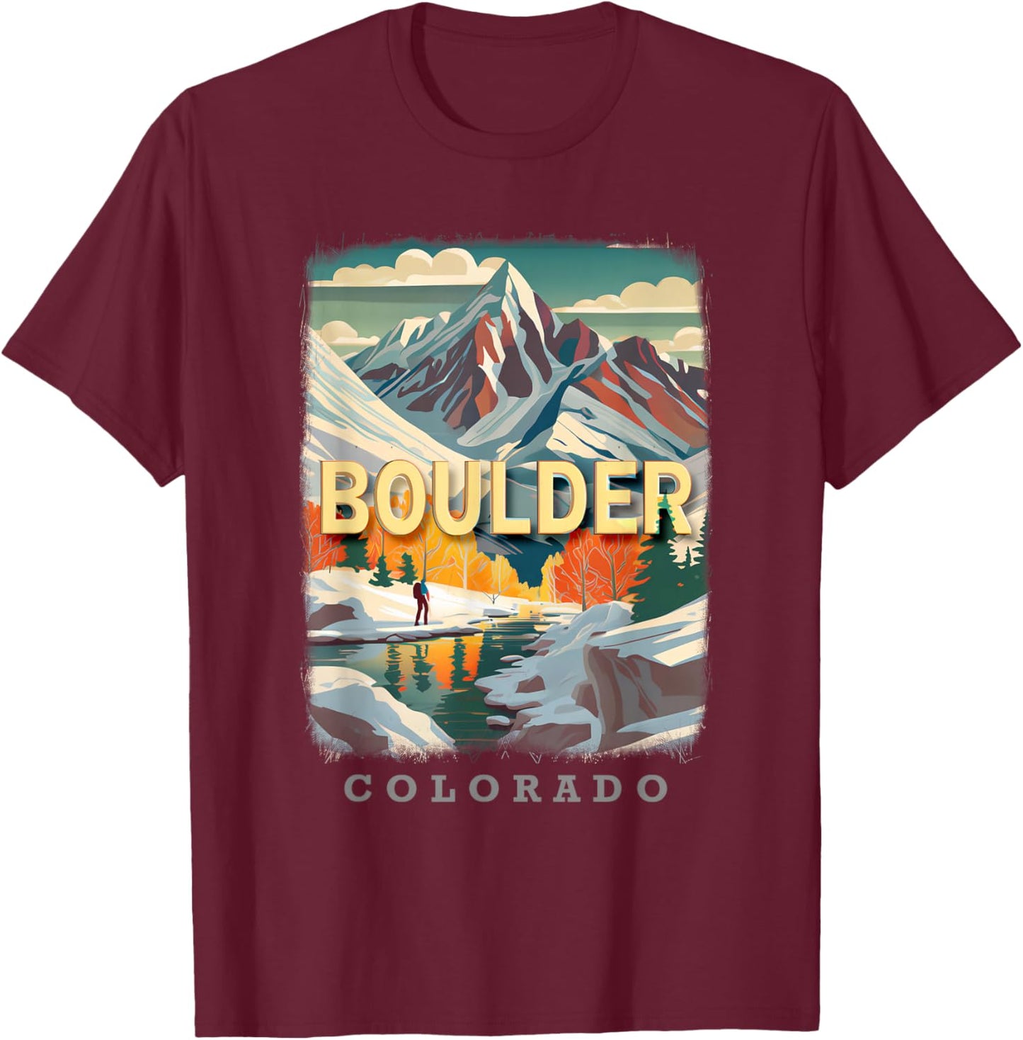 Boulder Colorado CO Rocky Mountain Majesty SD099 T-Shirt - T-Shirt | Maroon