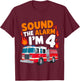 Kids Sound the Alarm I'm 4 Years Old 4th Birthday Firefighter T-Shirt - T-Shirt | Maroon