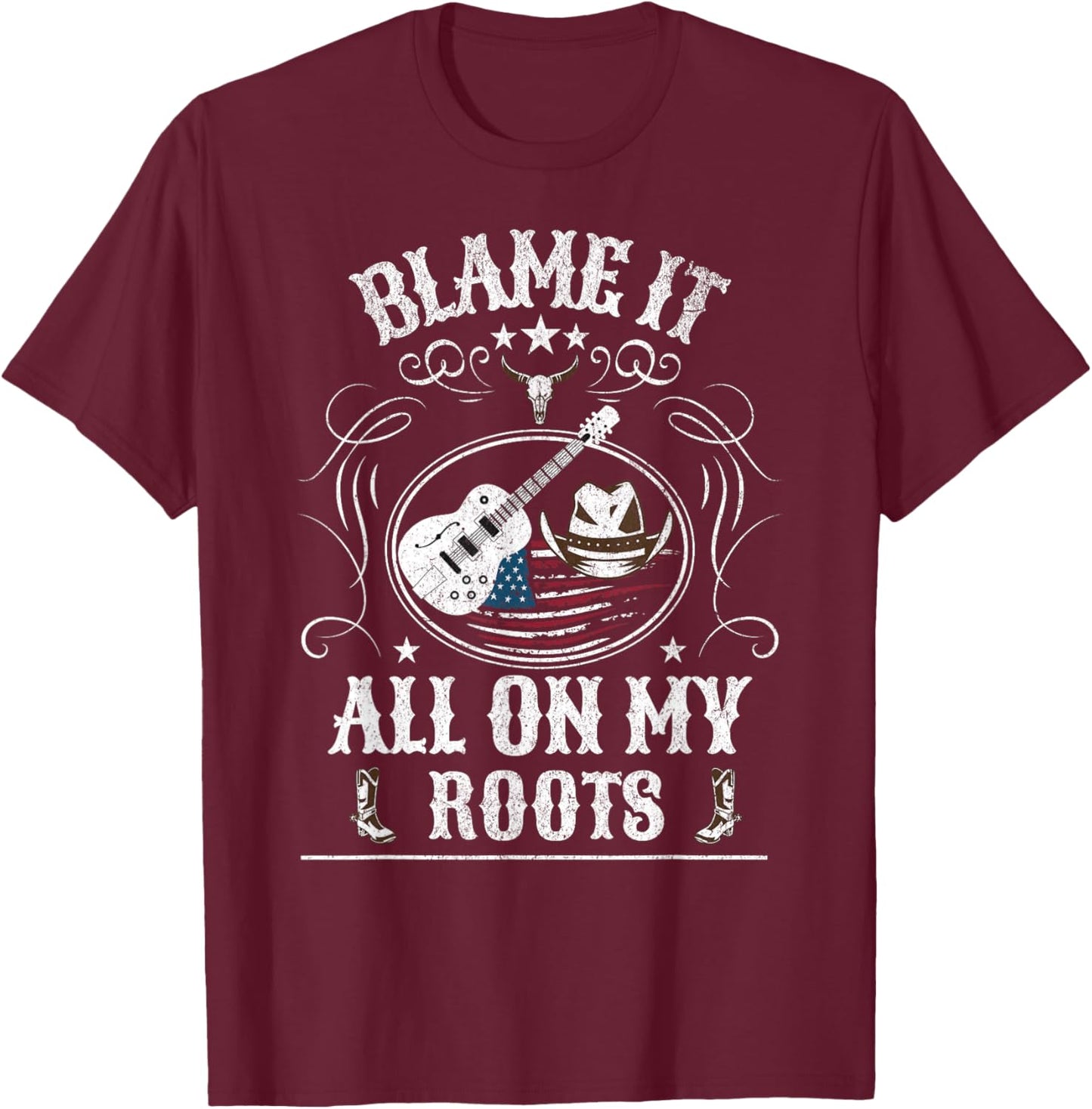 Vintage Country Concert Western Rodeo Graphic Country T-Shirt - T-Shirt | Maroon
