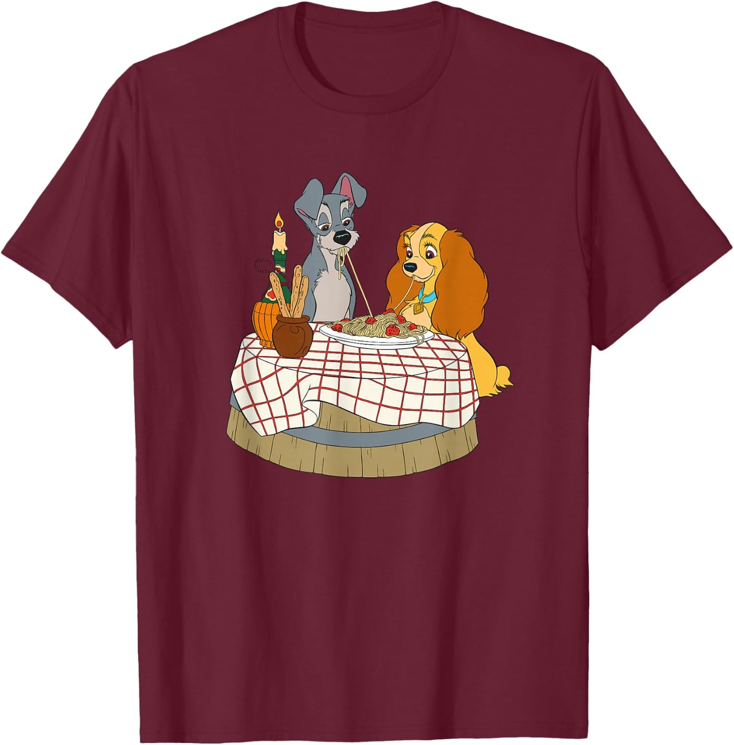 Disney Lady and Tramp Bella Notte Spaghetti T-Shirt - T-Shirt | Maroon
