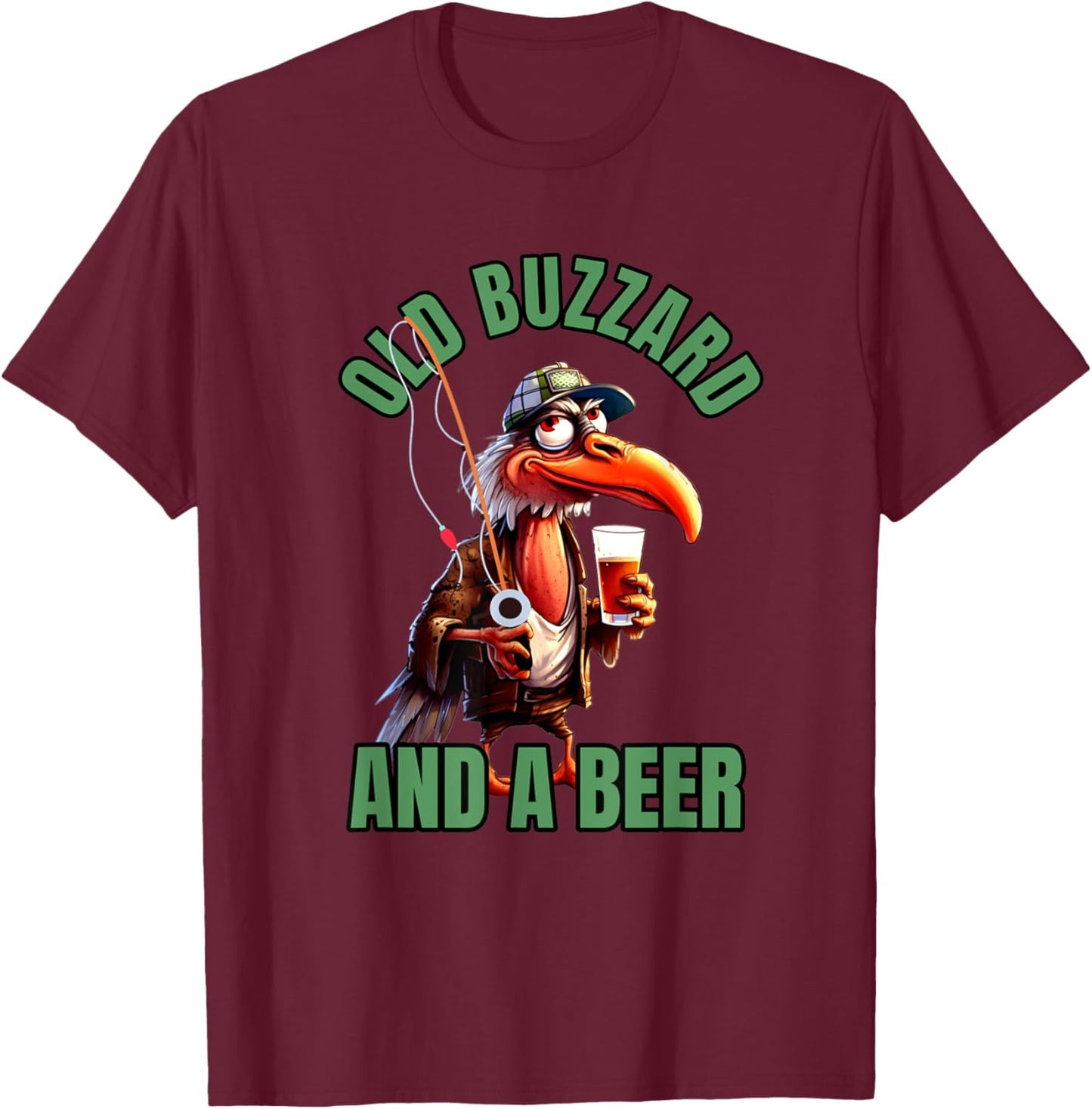 Old Buzzard And Beer Old Man Beer Lovers Senior Grandpa T-Shirt - T-Shirt | Maroon