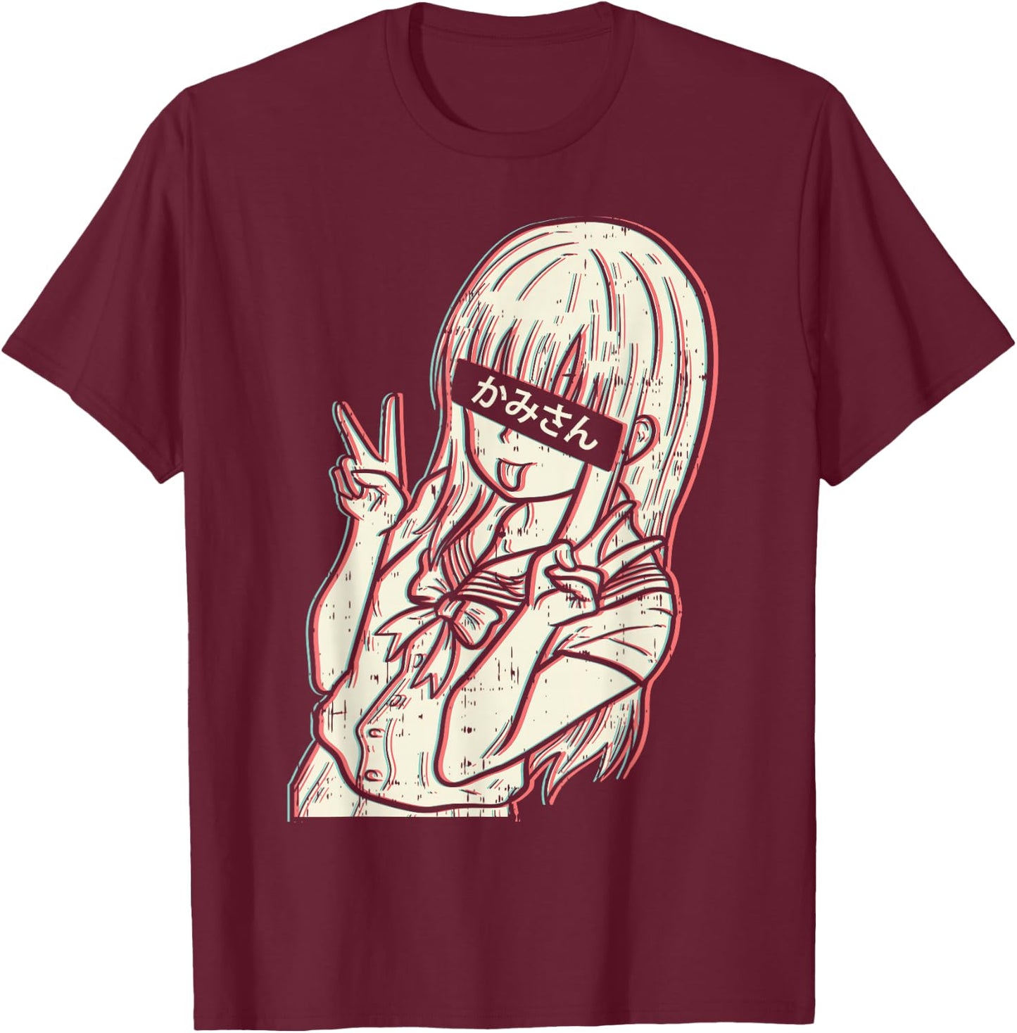 Waifu Anime Girl Aesthetic Manga Japanese Babe Otaku Gift T-Shirt - T-Shirt | Maroon