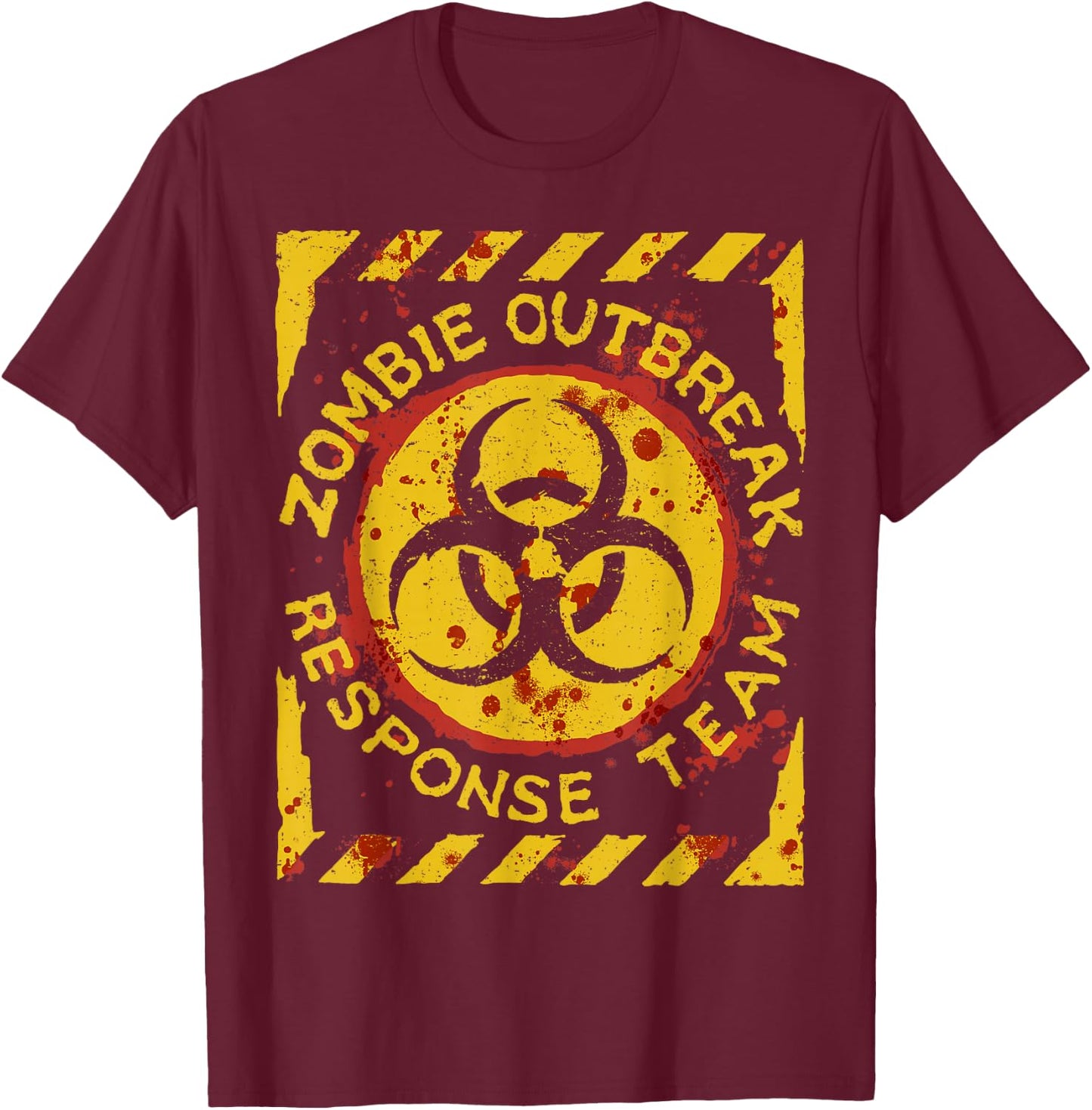 Zombie Outbreak Halloween Response Team Funny Men Apocalypse T-Shirt - T-Shirt | Maroon