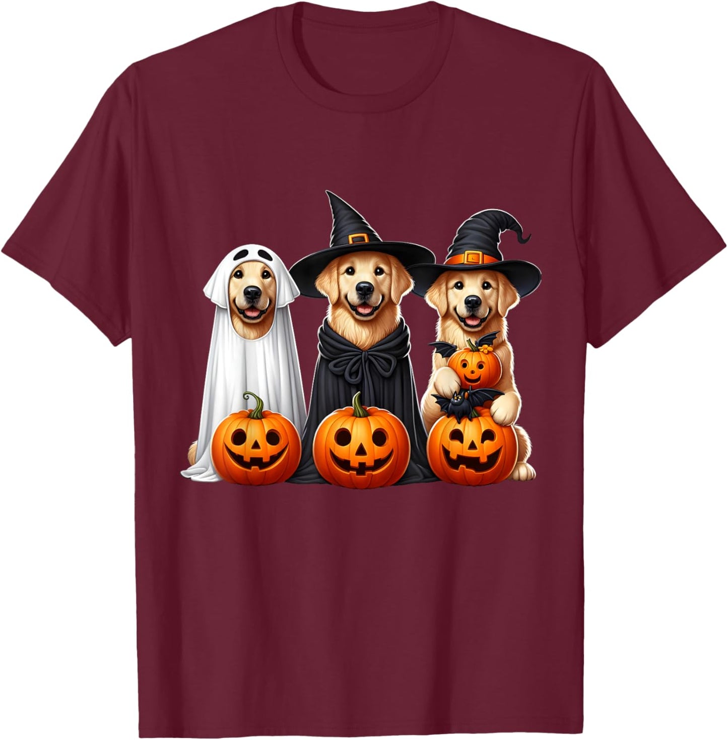 Golden Retriever Ghost Halloween Dog Lovers Men Women Kids T-Shirt - T-Shirt | Maroon