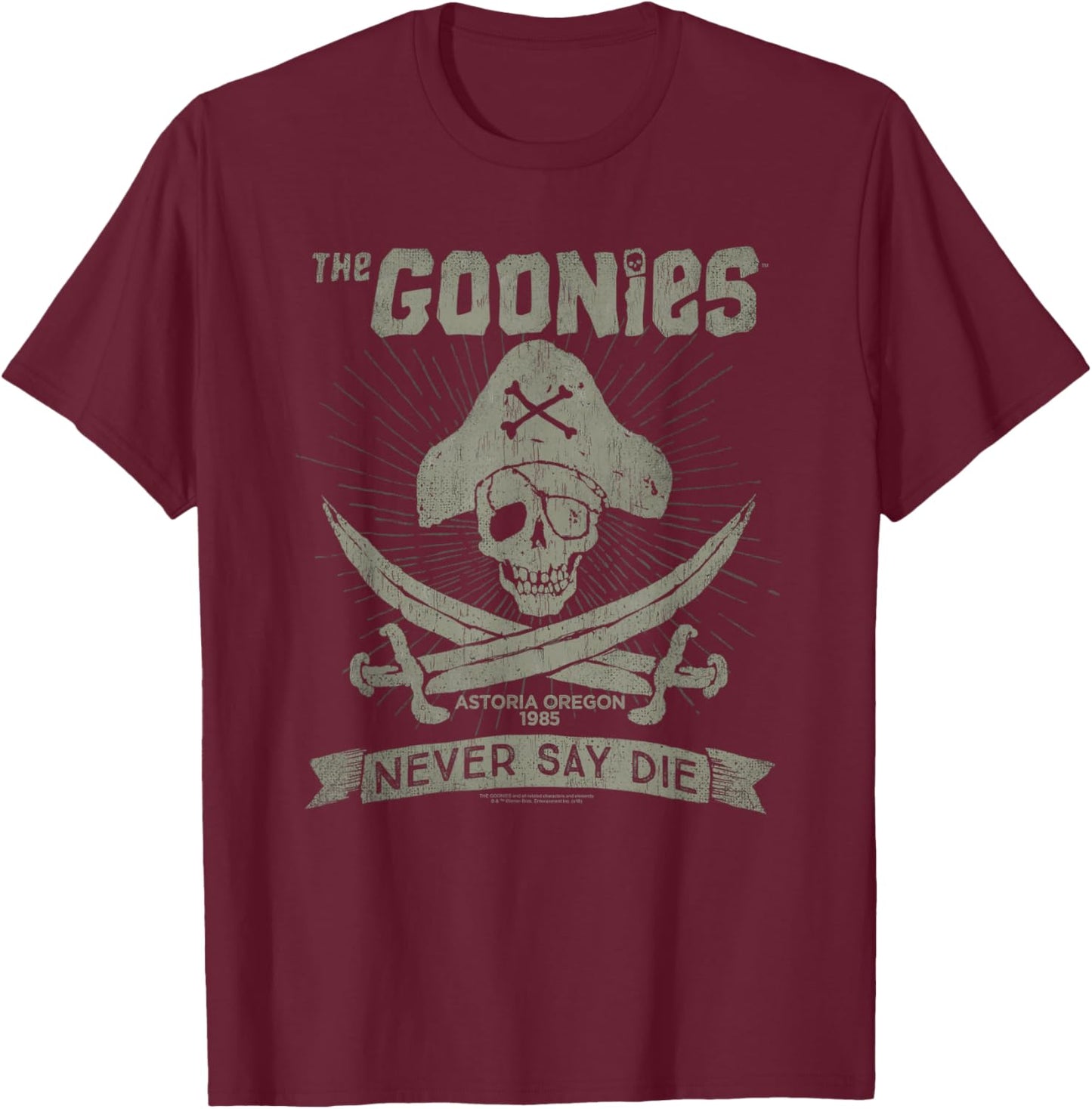 Popfunk The Goonies Never Say Die Grey T-Shirt - T-Shirt | Maroon