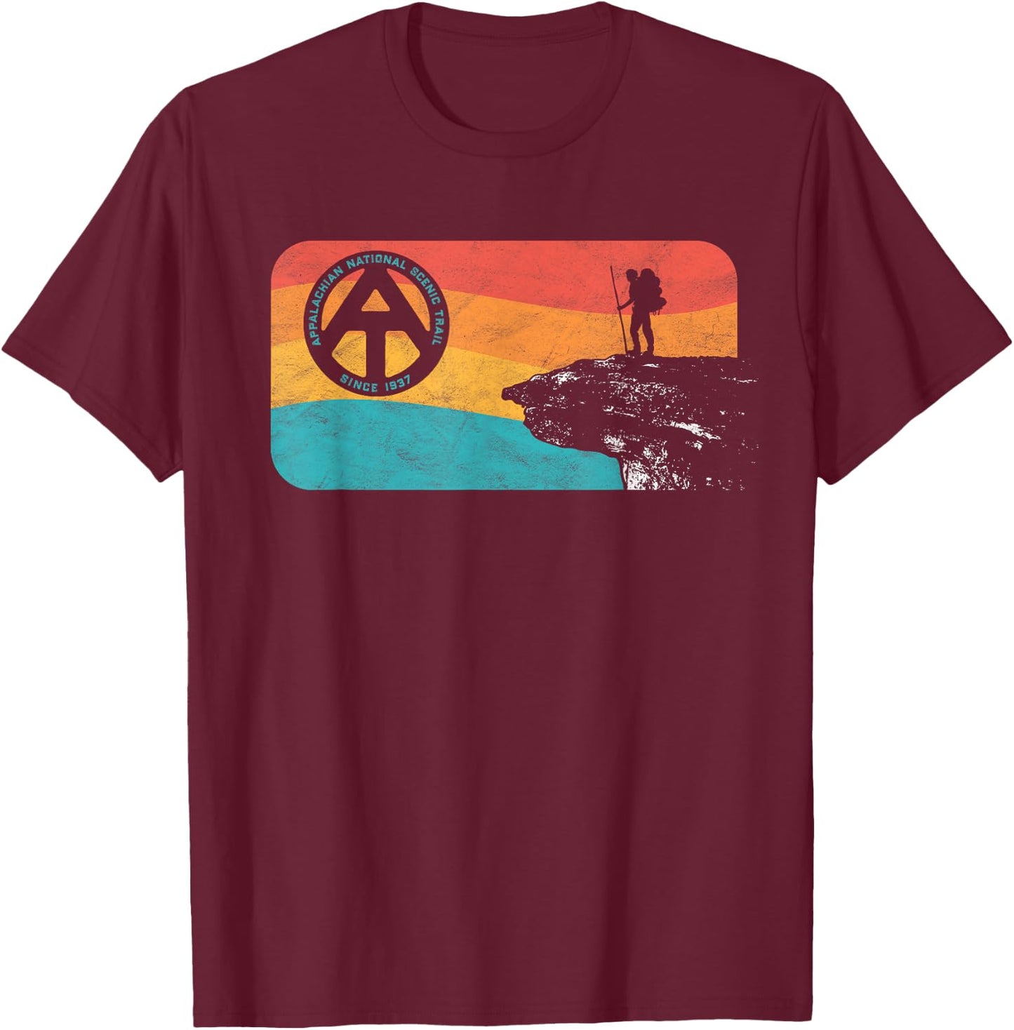 Appalachian Trail Retro McAfee's Knob Hiking Shirt T-Shirt - T-Shirt | Maroon