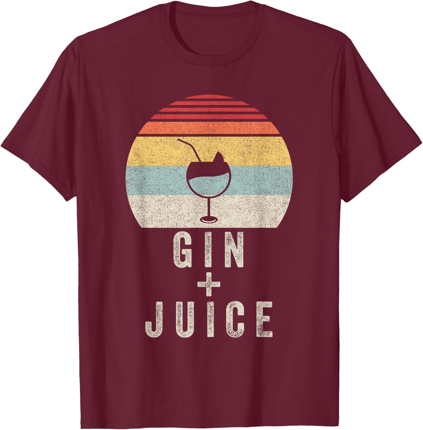 Vintage Retro Gin + Juice T-Shirt - T-Shirt | Maroon