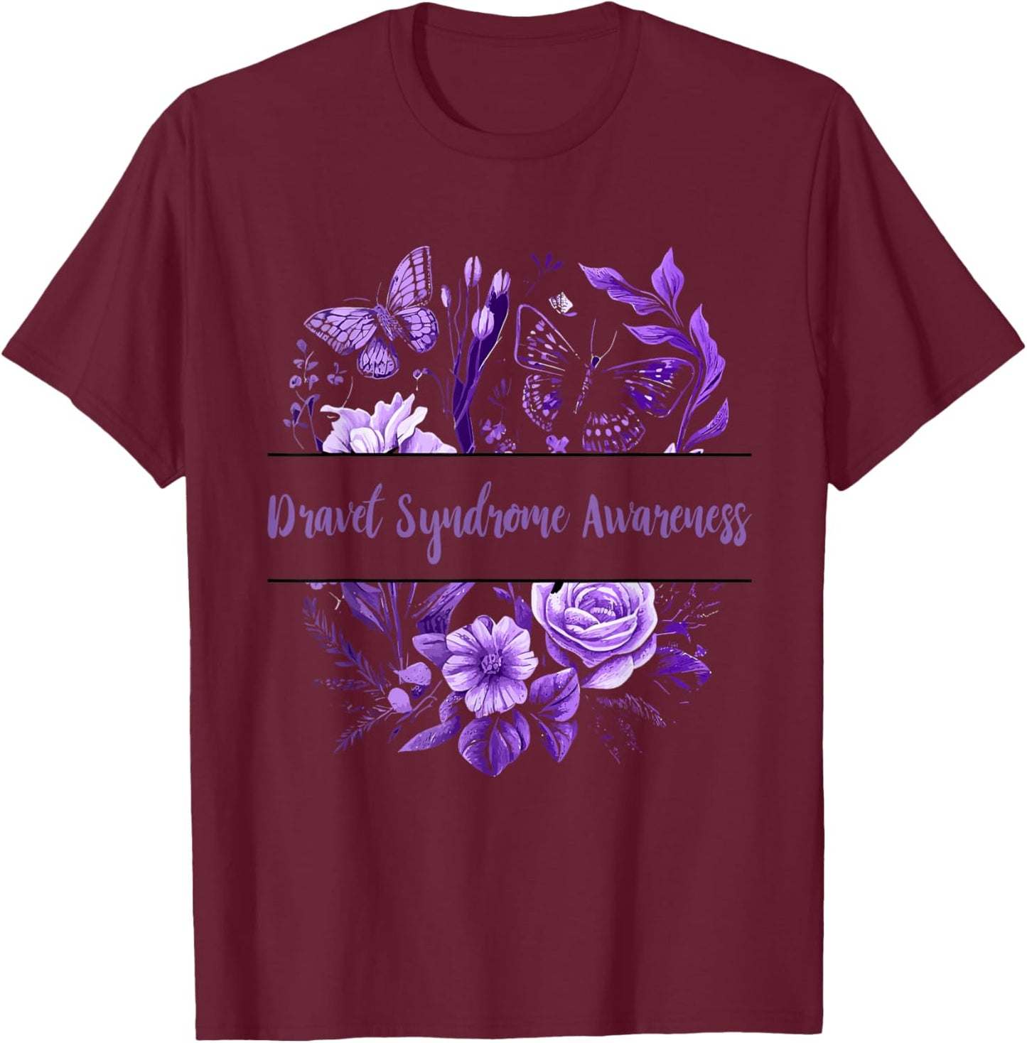 Purple Ribbon Dravet Syndrome Awareness Dravet Survivor T-Shirt - T-Shirt | Maroon