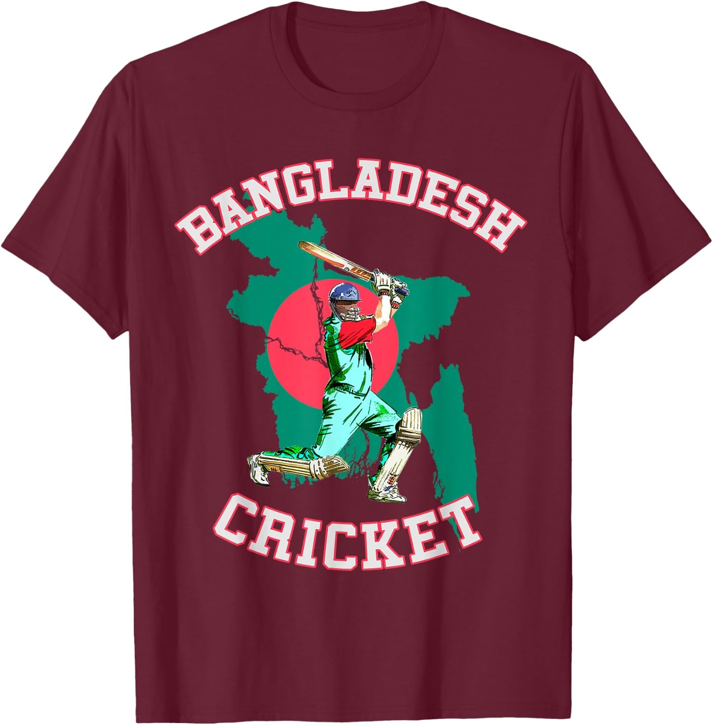 Bangladeshi Batsman Shirt - Bangladesh Tiger Cricket Cup Fan T-Shirt - T-Shirt | Maroon