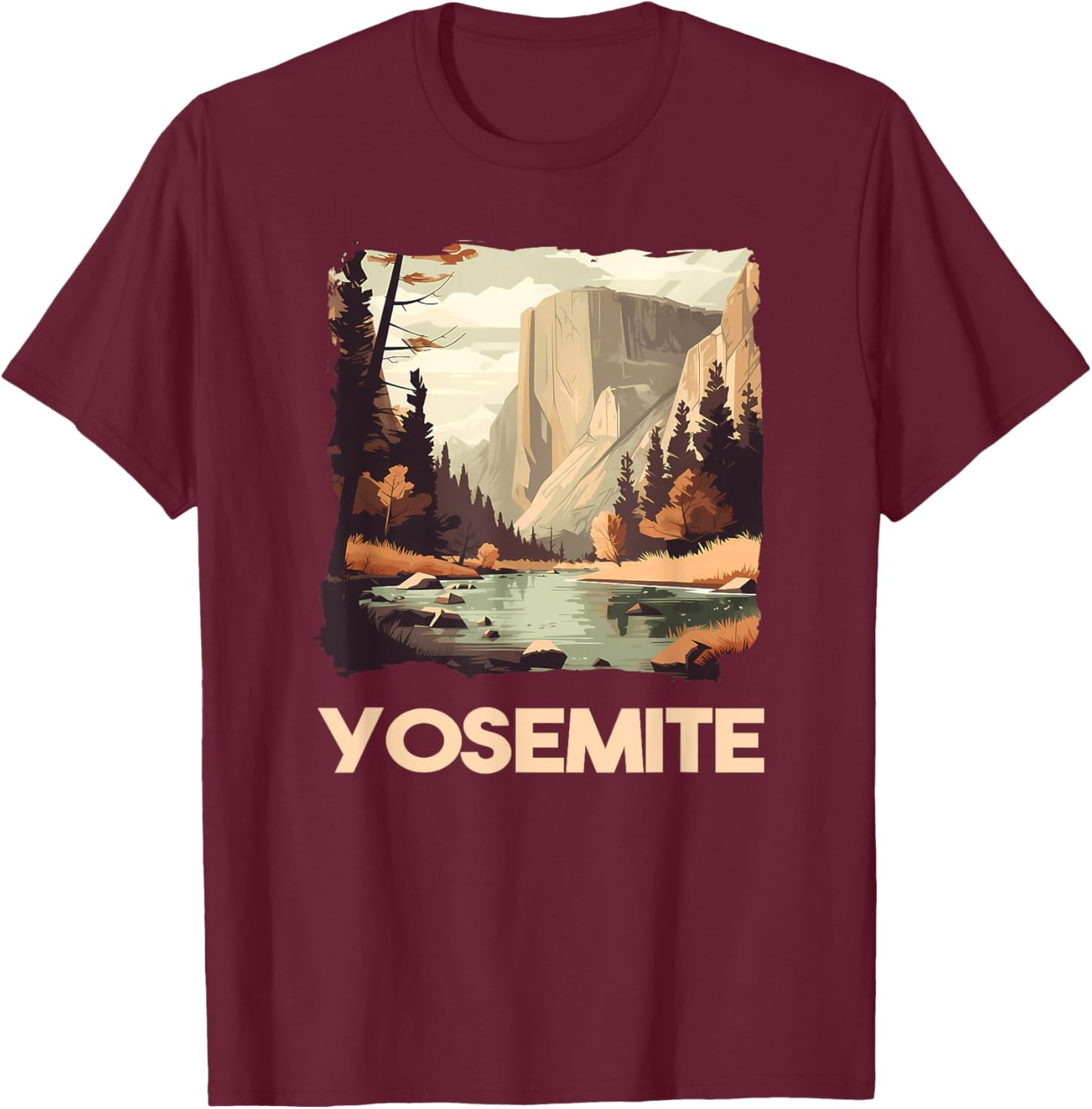 Yosemite National Park Adventure Hiking Nature Design T-Shirt - T-Shirt | Maroon
