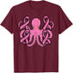 Pink Octopus Ribbon Cute Funny Breast Cancer Awareness Women T-Shirt - T-Shirt | Maroon