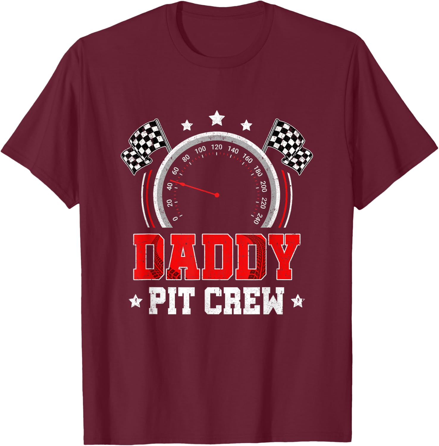 Daddy Pit Crew Race Car Birthday Party Racing Family T-Shirt - T-Shirt | Maroon