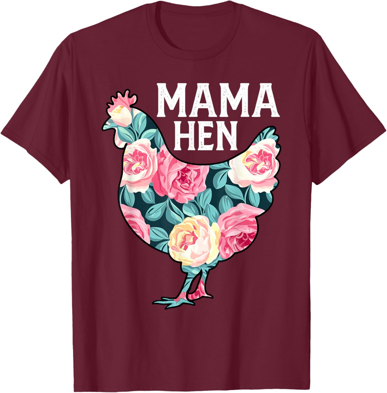 Funny Mother's Day Mama Hen Chicken Mom Farm T-Shirt - T-Shirt | Maroon