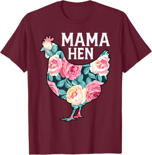 Funny Mother's Day Mama Hen Chicken Mom Farm T-Shirt - T-Shirt | Maroon