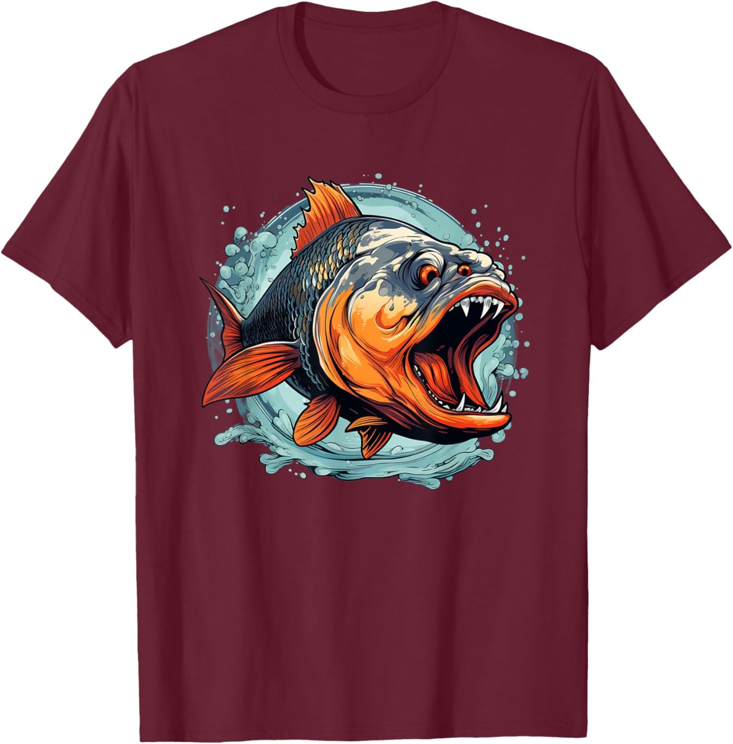 Cool Monster Fish for Piranha Lovers T-Shirt - T-Shirt | Maroon