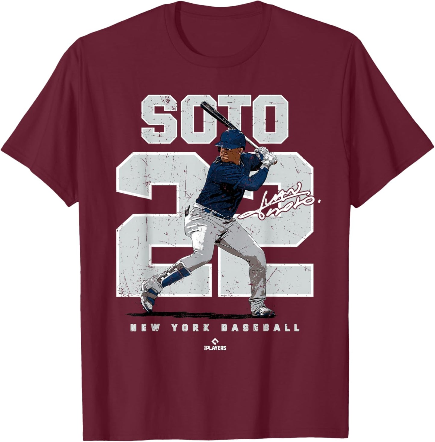 Number and Portrait Juan Soto New York MLBPA T-Shirt - T-Shirt | Maroon