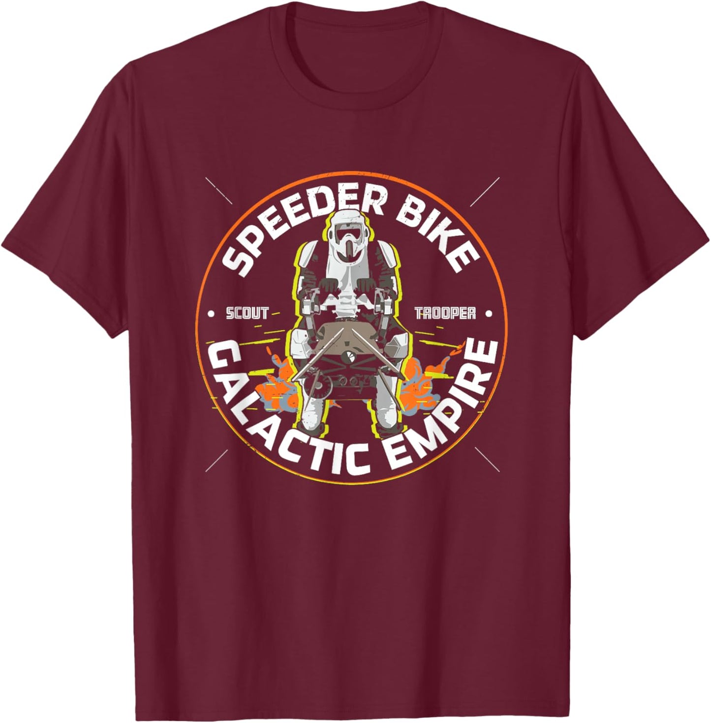 Star Wars Scout Trooper Speed Bike Galactic Empire Big Logo T-Shirt - T-Shirt | Maroon