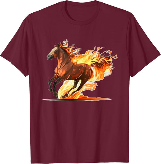 Love Fire Horse for running Horse Lovers T-Shirt - T-Shirt | Maroon