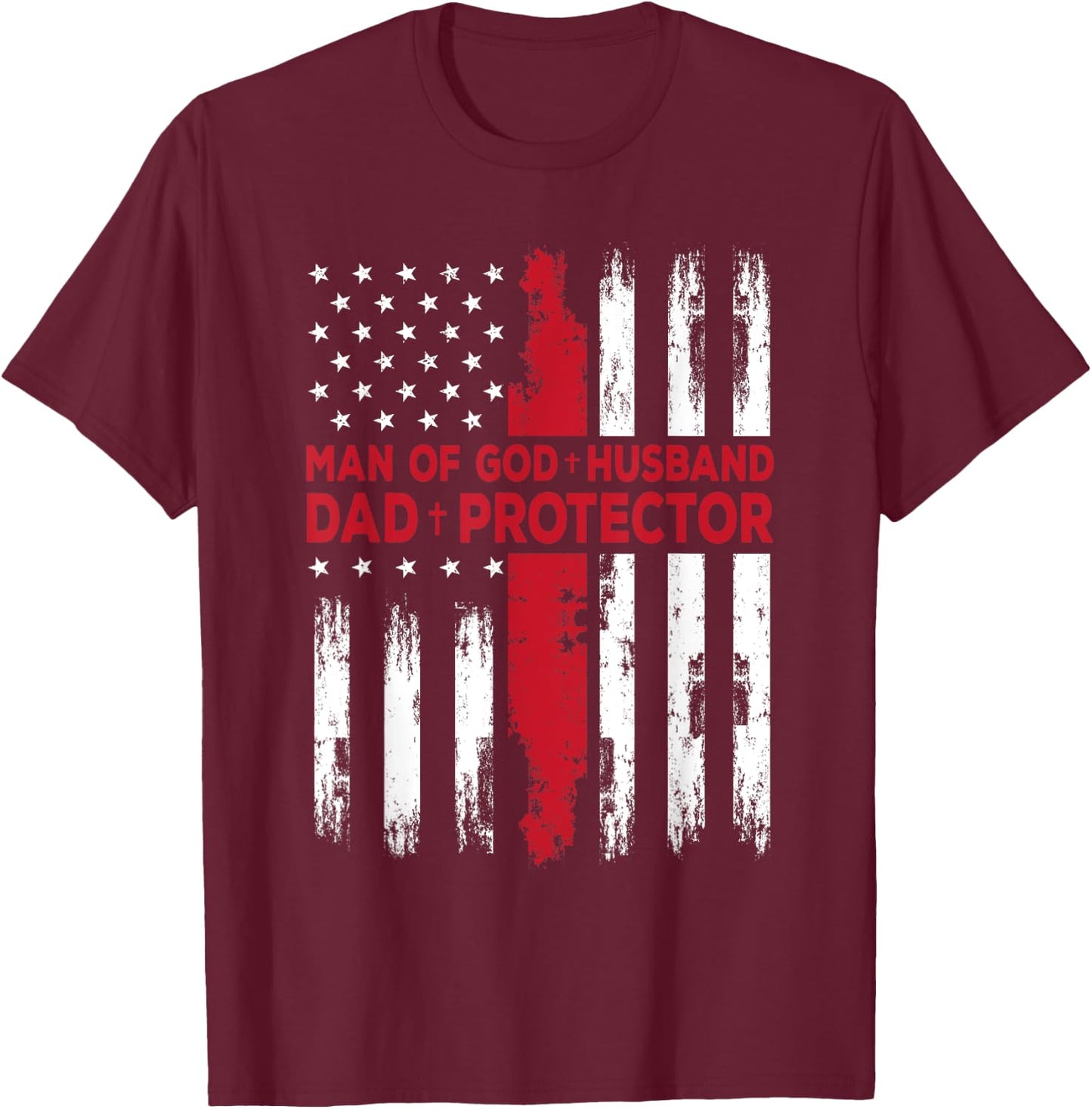Jesus God Religious Man of God Husband Dad Protector T-Shirt - T-Shirt | Maroon