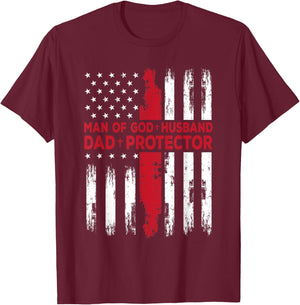 Jesus God Religious Man of God Husband Dad Protector T-Shirt - T-Shirt | Maroon