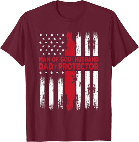 Jesus God Religious Man of God Husband Dad Protector T-Shirt - T-Shirt | Maroon