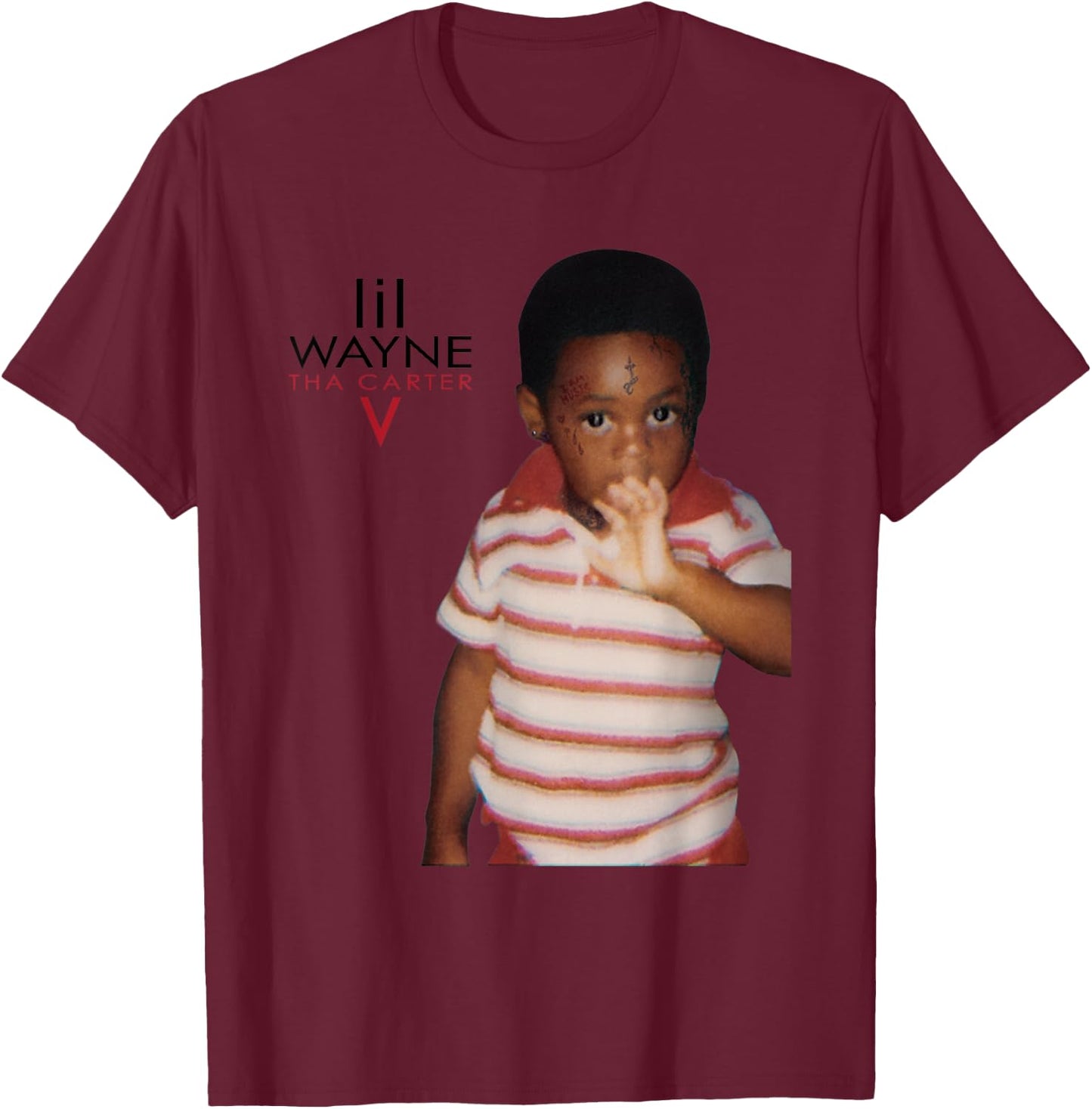 Lil Wayne Weezy Baby Photo T-Shirt - T-Shirt | Maroon