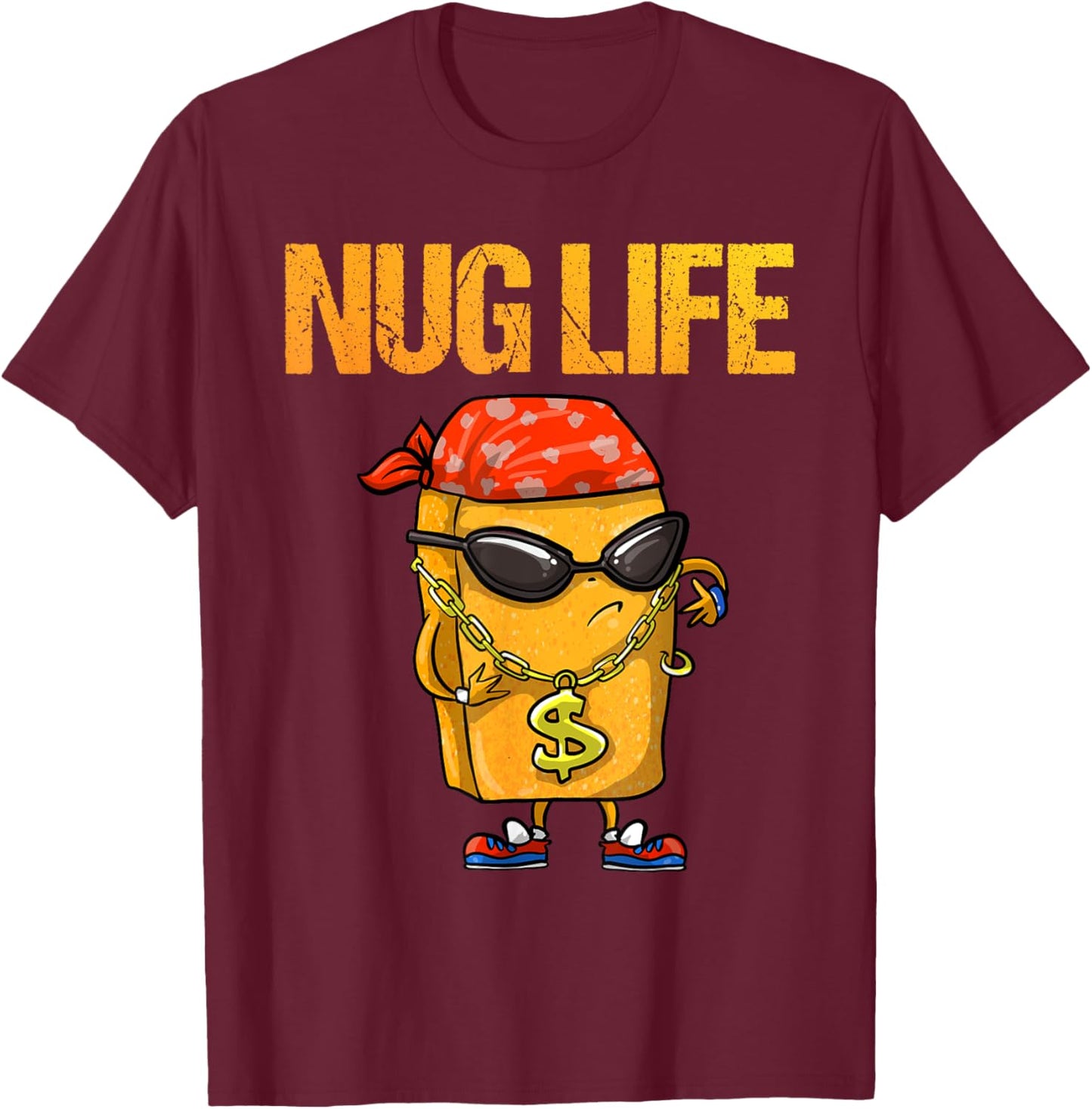 Cool Chicken Nugget Art For Boys Kids Chicken Nugget Lover T-Shirt - T-Shirt | Maroon