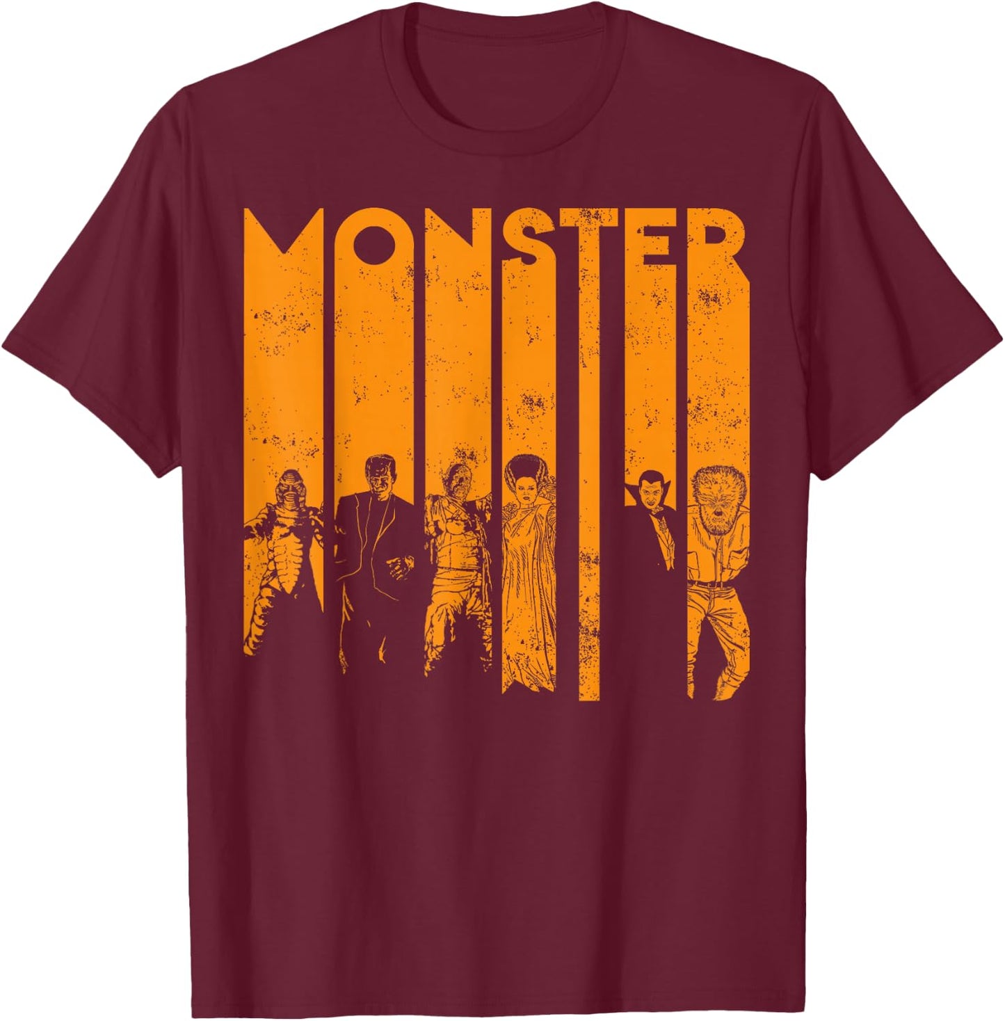 Universal Monsters Letter Group Shot T-Shirt - T-Shirt | Maroon