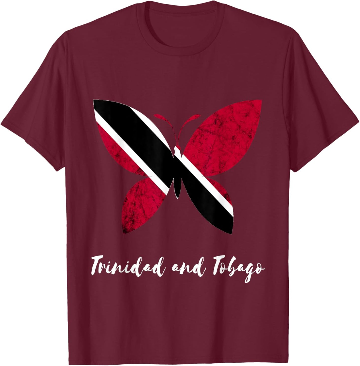 Trinidad And Tobago Vintage Butterfly Trinidadian Roots T-Shirt - T-Shirt | Maroon