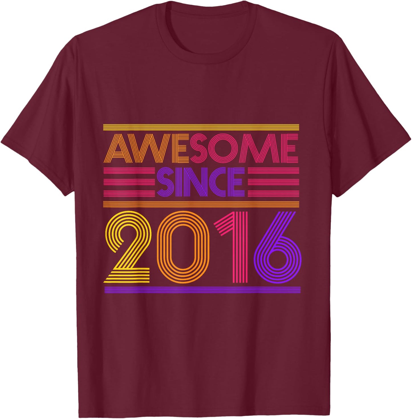 6th Birthday Gifts Boys Girls - Awesome Since 2016 T-Shirt - T-Shirt | Maroon