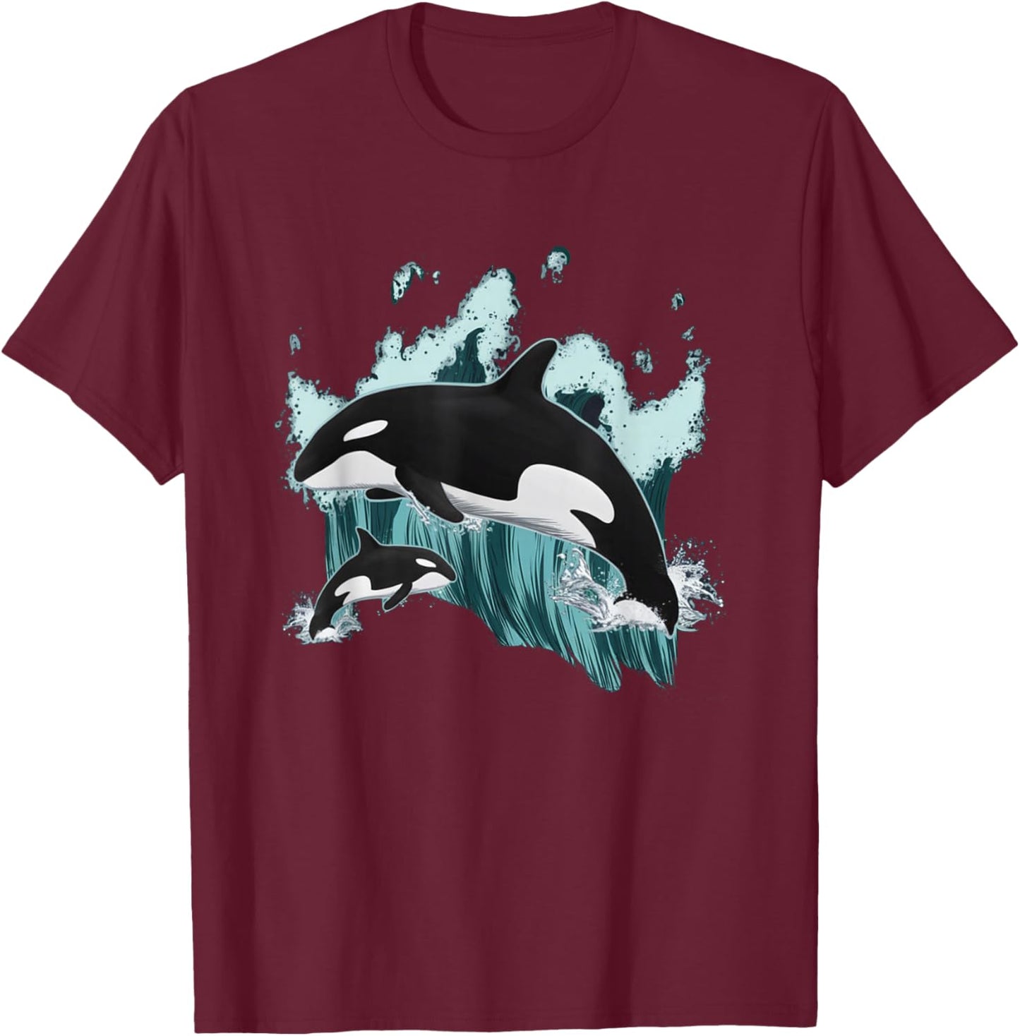 Orca Killer Whale Ocean Men Boys Kids Orca T-Shirt - T-Shirt | Maroon