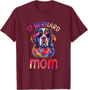 Saint Bernard Lovers Pop Art Sunglasses St Bernard Mom T-Shirt - T-Shirt | Maroon