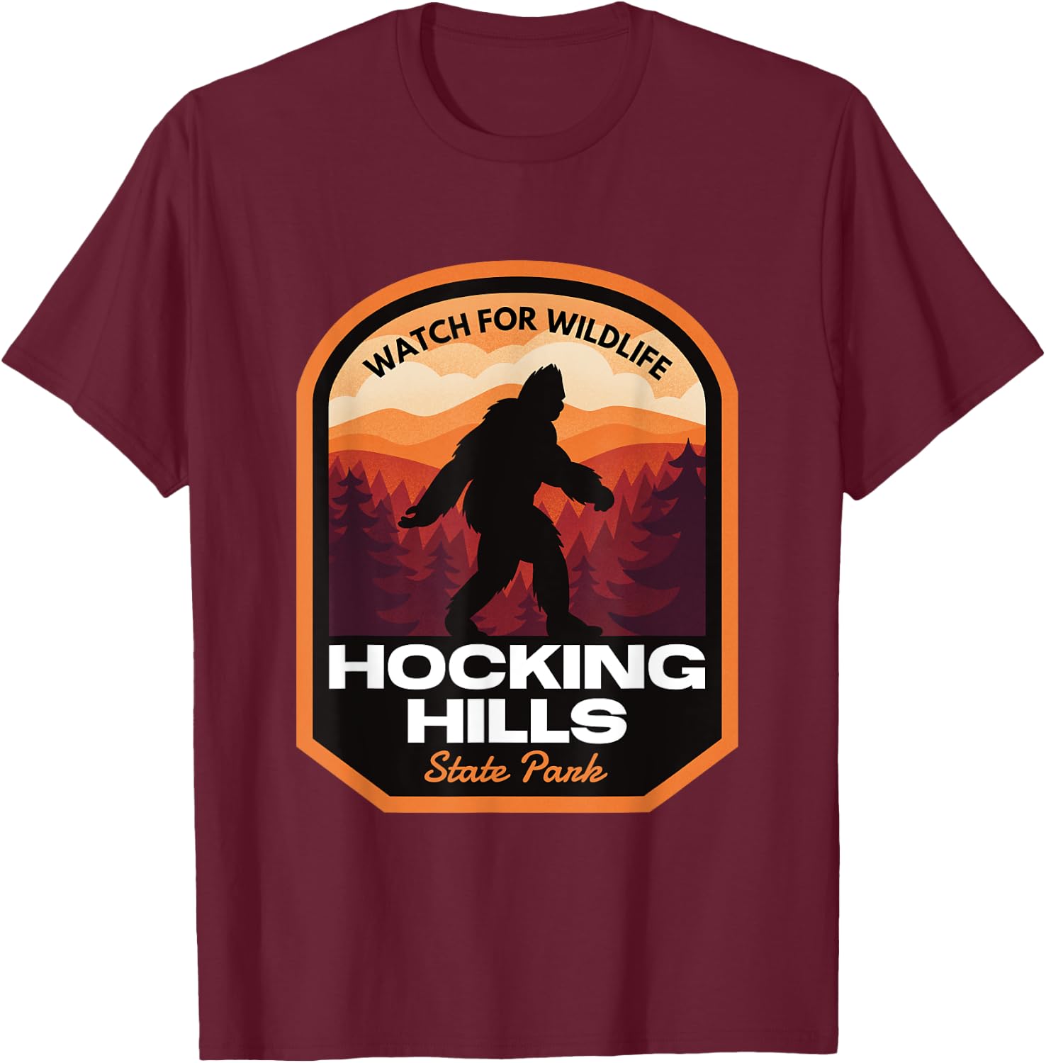 Hocking Hills State Park Bigfoot T-Shirt - T-Shirt | Maroon
