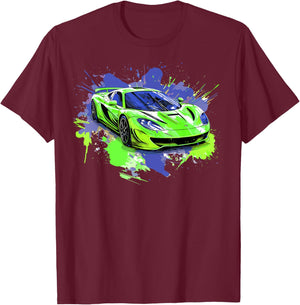 Supercar Exotic Sports Car Concept Poster Style Boys Graphic T-Shirt - T-Shirt | Maroon