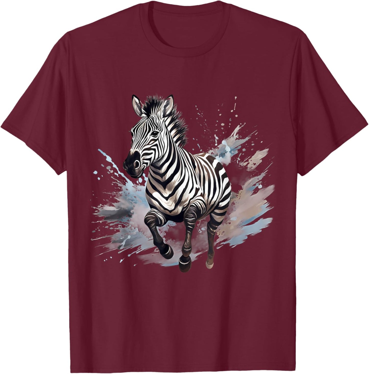 Zebra Splash Animal Art Wildlife Safari Savanna Nature T-Shirt - T-Shirt | Maroon