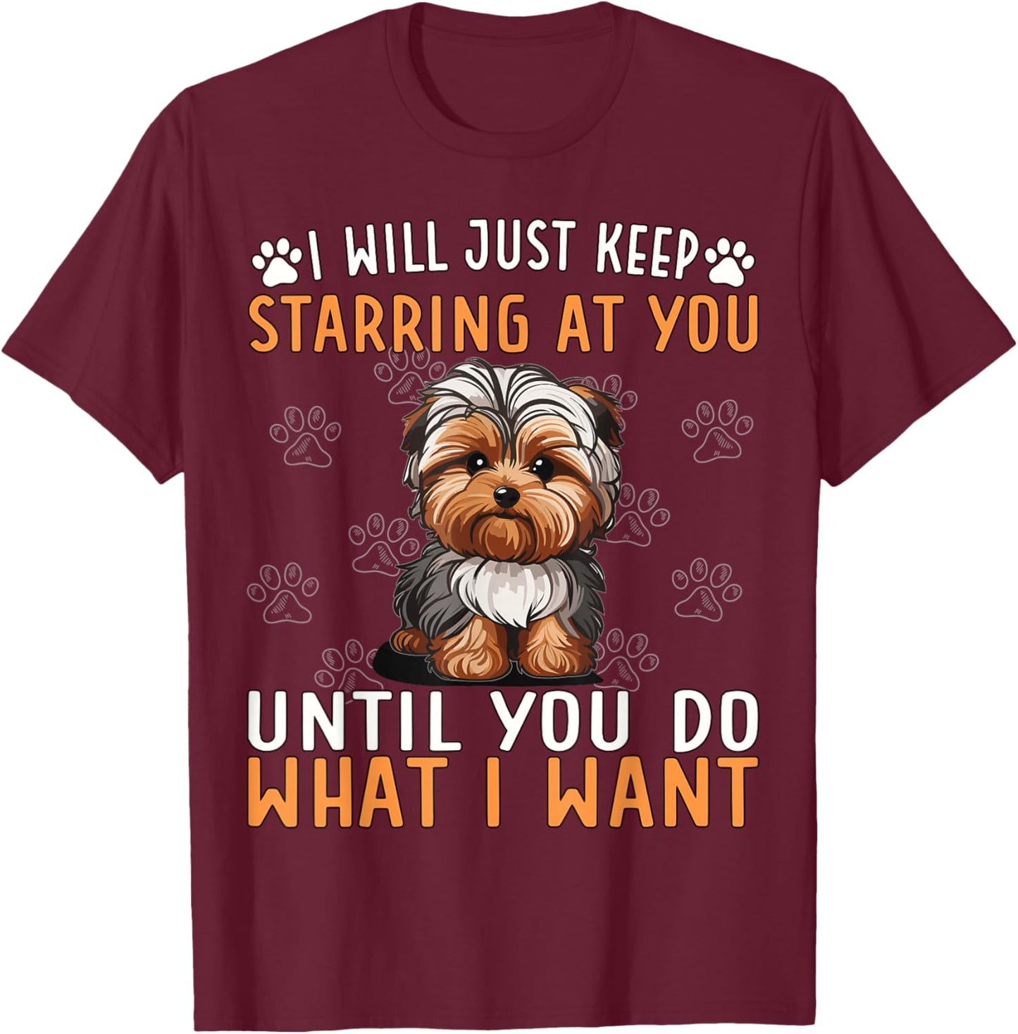 Dog Yorkie Poo Mom Plush Yorkie Poodle Food Yorkiepoo T-Shirt - T-Shirt | Maroon