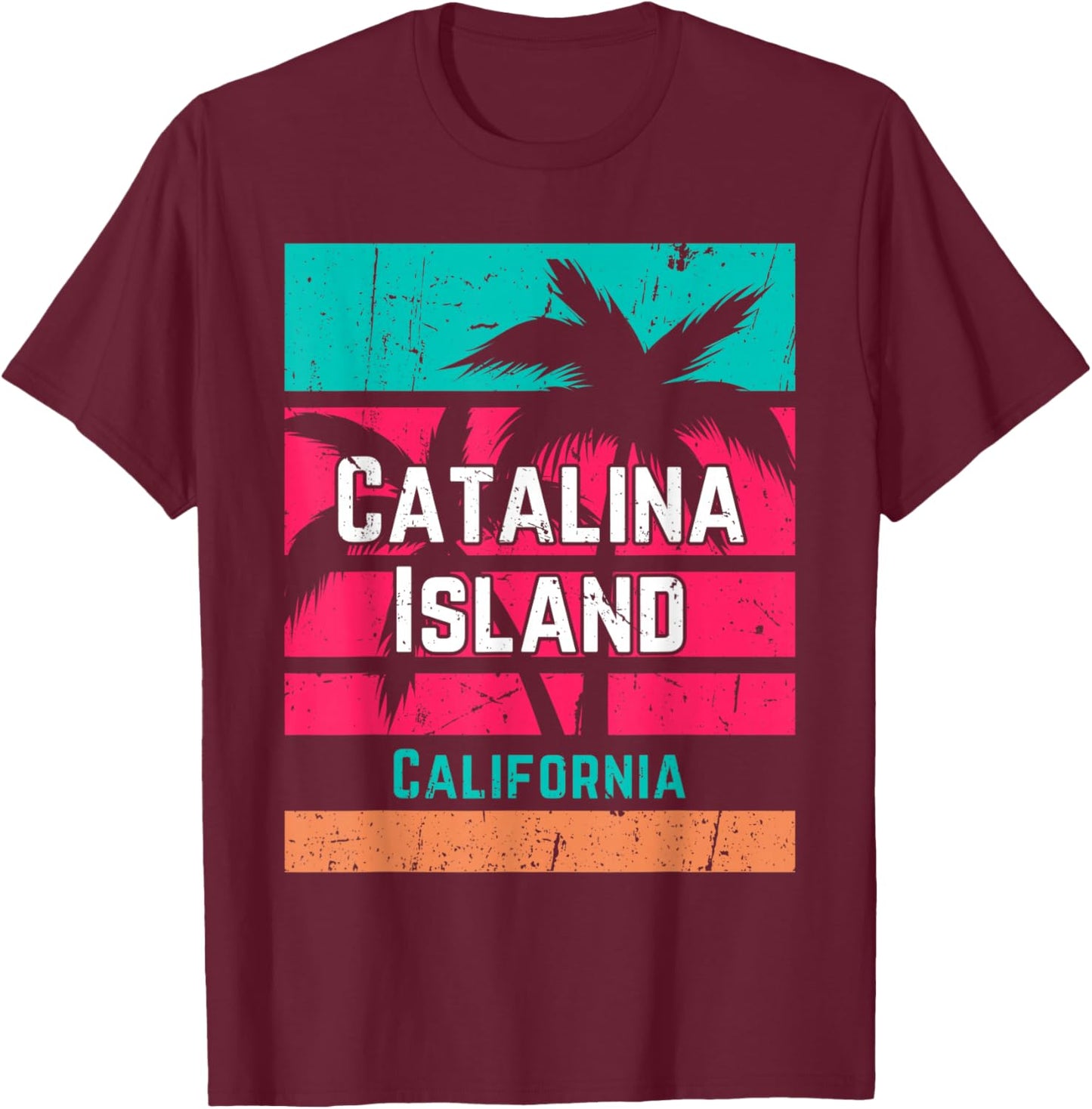 Catalina Island California Vacation Souvenir Surfing Vintage T-Shirt - T-Shirt | Maroon