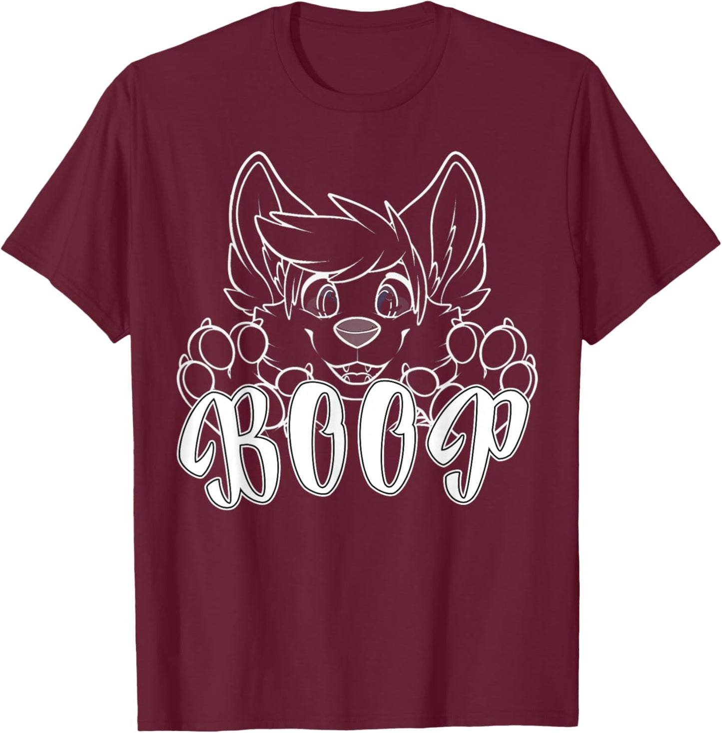 Fursuit Furry Puppy Dog Fursona -Adults Cute Boop Puppy Dog Fursuit Fandom T-Shirt - T-Shirt | Maroon