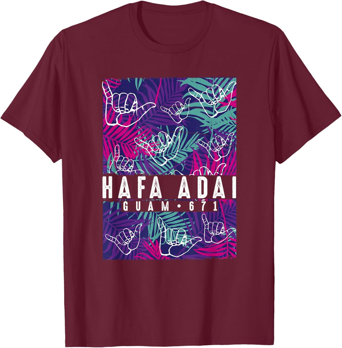 Tropical Palms Hafa Adai Guam Shirt GU t shirt T-Shirt - T-Shirt | Maroon