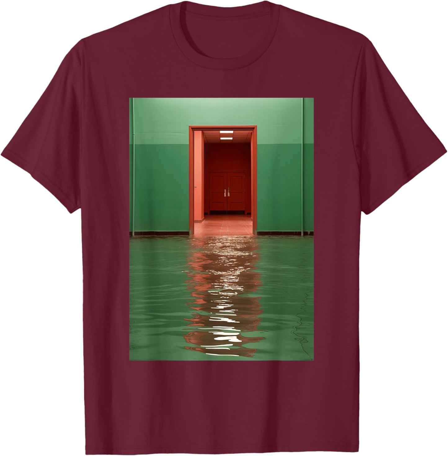 Liminal Spaces Weirdcore Dimensional Swim Illusion T-Shirt - T-Shirt | Maroon