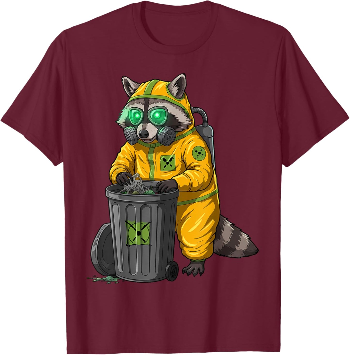 Hazmat Raccoon Halloween Trash Panda T-Shirt - T-Shirt | Maroon