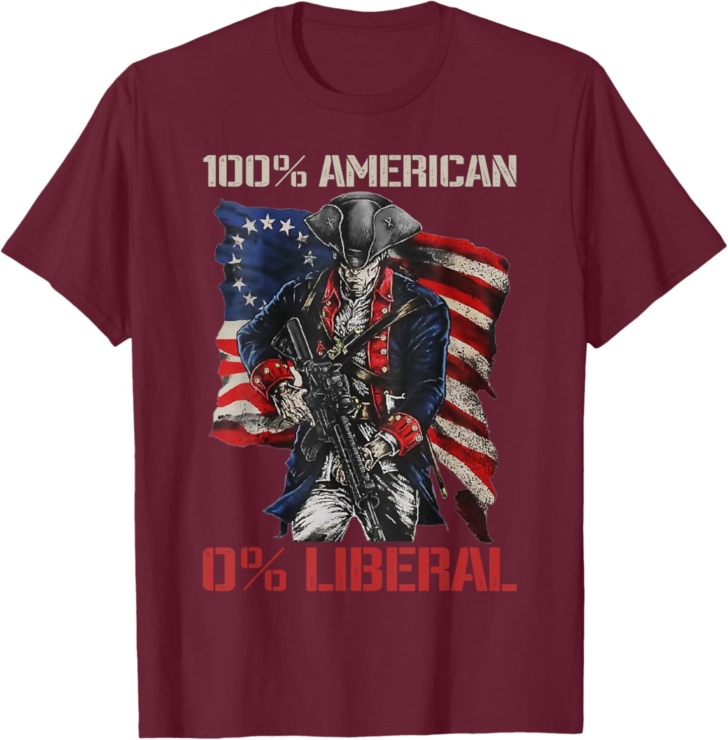 0% Liberal - Republican 2nd Amendment Funny Guns Joke T-Shirt - T-Shirt | Maroon