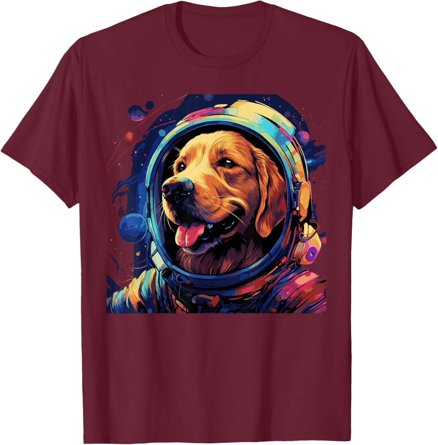 Golden Retriever Funny Golden Retriever Astronaut T-Shirt - T-Shirt | Maroon