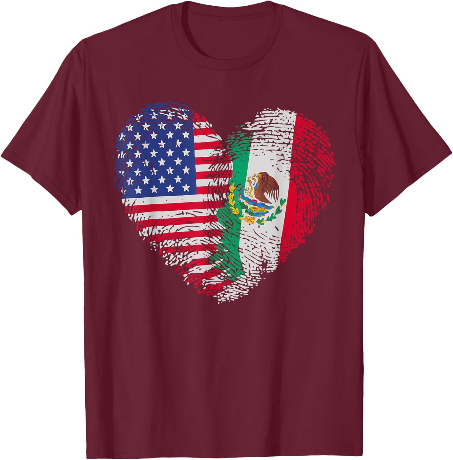 Half Mexican Half American USA Flag Mexico America T-Shirt - T-Shirt | Maroon