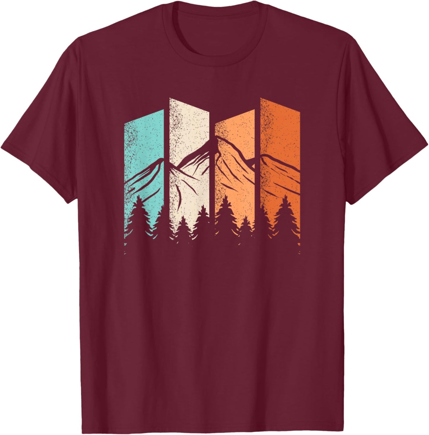 Retro Gebirge Wandern Landschaft Natur Outdoor Bergsteiger T-Shirt - T-Shirt | Maroon