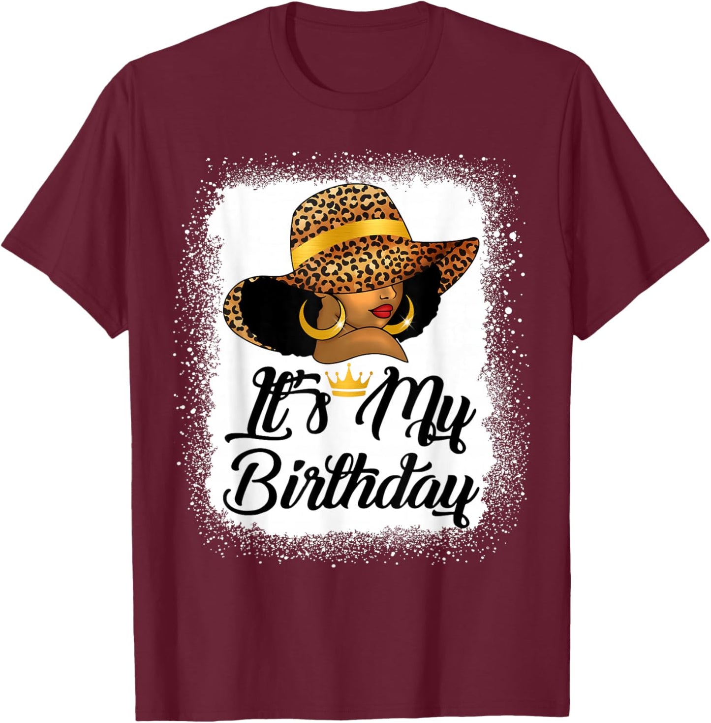 African American Woman It's My Birthday Black Queen T-Shirt - T-Shirt | Maroon