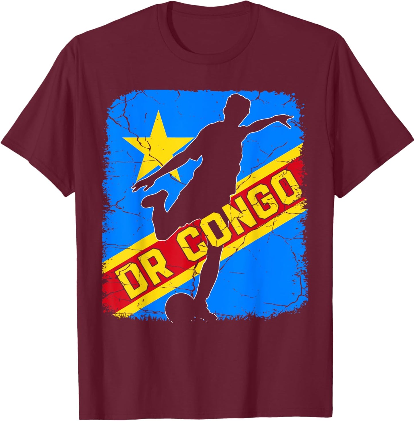 DR Congo Soccer Team DR Congo Flag Jersey Football Fans T-Shirt - T-Shirt | Maroon