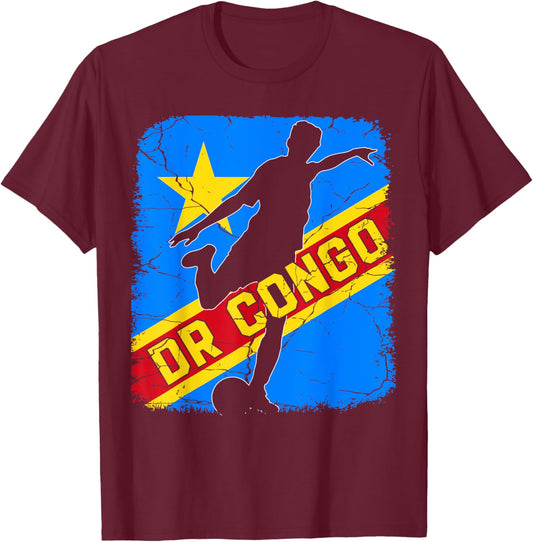 DR Congo Soccer Team DR Congo Flag Jersey Football Fans T-Shirt - T-Shirt | Maroon