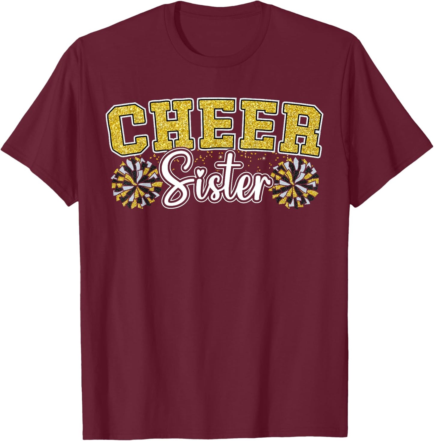 Cheer Sister My Favorite Cheerleader Calls Me Sisters Yellow T-Shirt - T-Shirt | Maroon